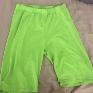 Neon green biker shorts